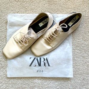 Zara Cream Lace-Up Shoes